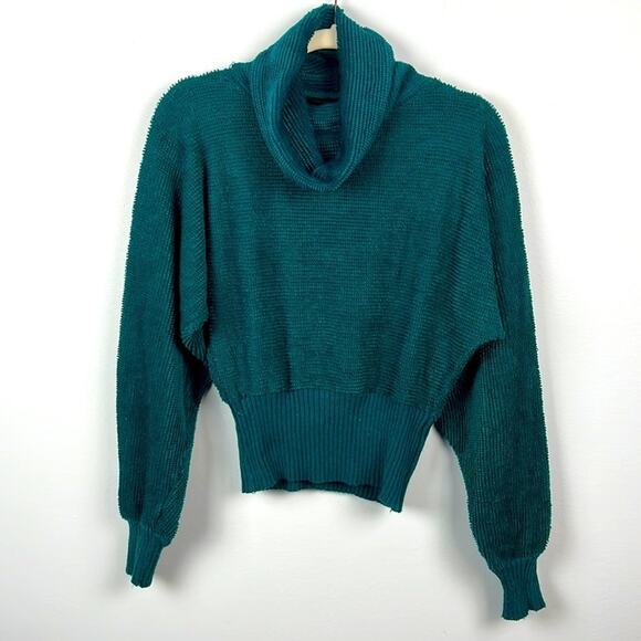 Vintage Gitano cowl neck teal sweater - Picture 1 of 8